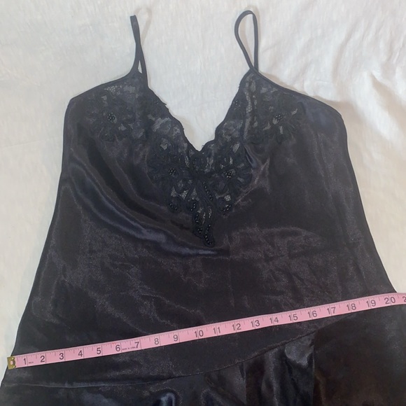 Cacique Chemise Size M Vintage Lace Floral Ruffle Spaghetti Strap Slip Dress - Picture 10 of 10